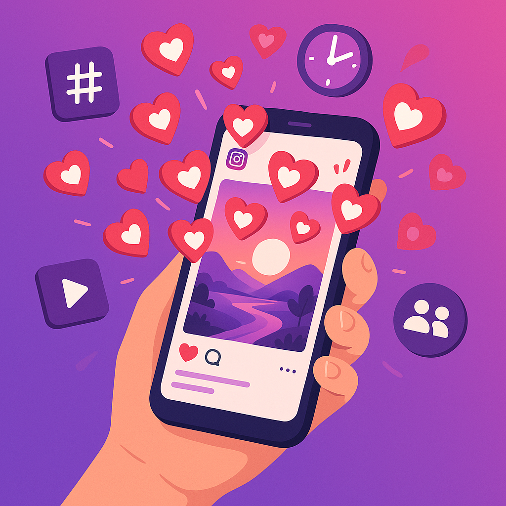 Ilustrasi berbagai cara untuk meningkatkan jumlah like di postingan Instagram