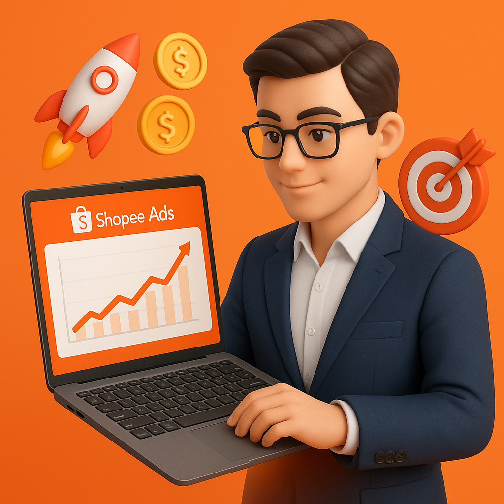 Ilustrasi penjual yang sukses beriklan di Shopee tanpa boncos