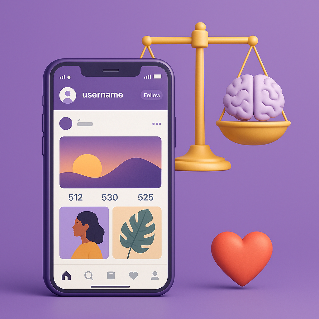 Ilustrasi timbangan yang menyeimbangkan likes dengan kepercayaan (trust)