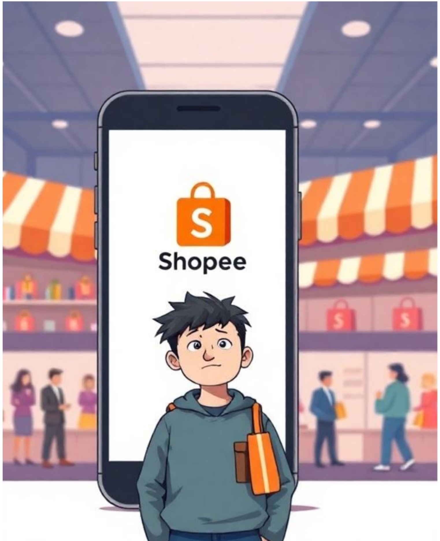 Ilustrasi toko Shopee yang sepi pembeli karena reputasi rendah